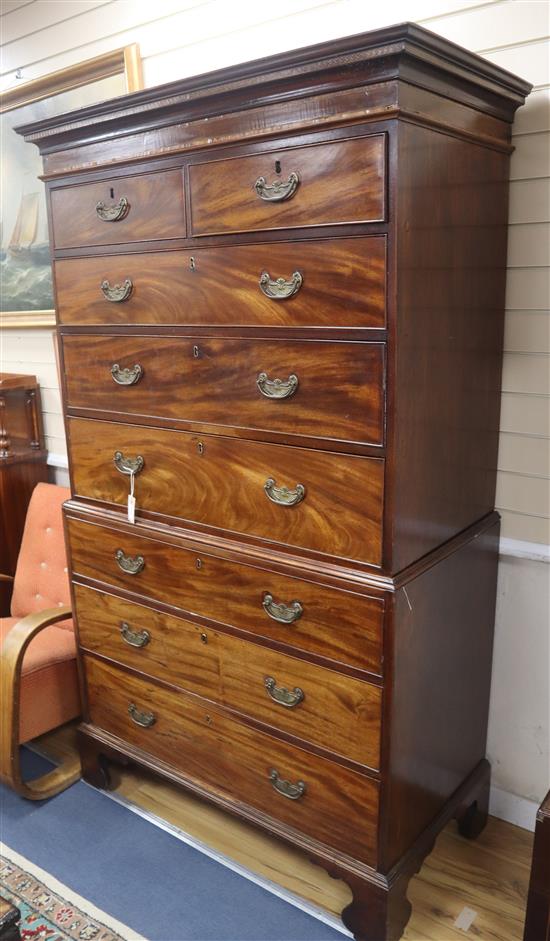 A George III mahogany chest on chest W.110cm